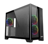 SaharaGaming Boîtier PC ATX RVB P480TB-T (4 Ventilateurs Pirate Turbo ARGB, Gestion des câbles, hub de Ventilateur 10 Ports, PWM, Sync) Noir