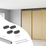 Emuca - Kit de ferrures pour Flow2 2 portes coulissantes et armoire à fermeture souple avec rails encastrés 2,35m, panneaux non inclus, Anodisé mat