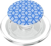 Blue Cubes Hexagons Geometric Optical Illusion Pattern PopSockets PopGrip pour MagSafe