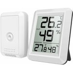 Thermomètre Connecté avec Capteur Extérieure sans Fil, Thermomètre Hygrometre Numérique avec Grand Ecran lcd, Commutateur ℃/℉, pour Bureau, Maison,