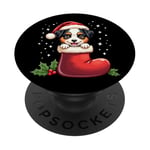 Australian Shepherd Christmas Stocking Puppy Dog Lover PopSockets PopGrip Adhésif