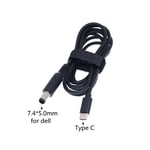 Câble de charge USB Type C PD,adaptateur secteur CC,convertisseur de prise vers 13 prises mâles,Lenovo,Bali,Dell,Hp,chargeur d'ordinateur portable - Type 7.4-5.0 For Dell