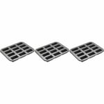 3 x KitchenCraft MasterClass Non-Stick Twelve Hole Mini Loaf Tin, Terrines Bake