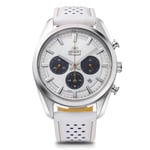 Orient Contemporary RN-TX0308S Panda Solar Chronograph Men Watch White Leather