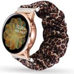 Miimall Compatible with Samsung Galaxy Watch Active/Active 2 44mm 40mm Strap Scrunchie, 20mm Elastic Wristband Pattern Printed Comfortable Fabric Bracelet Band for Women Girls - Leopard