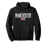 Manchester UK Flag White Text Pullover Hoodie