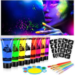 AOOWU - Peinture Visage Corps Kit, 8 * 10 Ml Tubes De Peinture Fluorescente