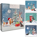 Festive Dogs - Pets at Christmas Time - Box of 12 Assorted Cards by Ling Design