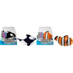 LANSAY ZHU ZHU Aquarium - Lot de 2 Poissons : 1 Margot Le Petit Orque + 1 Moon Le Poisson Clown - Mini Univers - Animal Interactif - Dès 4 Ans