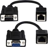 Rj45 Vers Rs232 Câble, Port Série Db9 9 Broches Femelle Et Mâle Vers Rj45 Femelle Cat5/6 Ethernet/Lan Console (18 Cm/17,8 Cm) Lot De 2[USB240587]