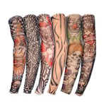 Arm Tattoo Sleeves, 6 Pack Mäns Fake Temporary Tattoo Sleeves Arm Socks Elastic för Halloween