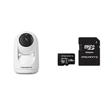 ARCANITE 1080P Wireless Home Security WiFi IP for Baby, Motion Detection Follow, Night Vision, 2-Way Audio,MicroSD Card Slot, White + 128GB microSDXC Memory Card with Adapter - Micro SD