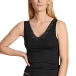 Calida Natural Comfort Lace Tank Top Svart bomull X-Small Dam