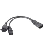 C14 Male To C13 Nema 5‑15R Female Y Splitter Power Cord 1 In 2 Out 10A 250V New