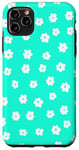 iPhone 11 Pro Max Turquoise White Ditsy Flowers Floral Pattern Case