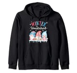 Walking In A Winter Wonderland Christmas Cute Gnome Matching Zip Hoodie