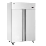 VEVOR Réfrigérateur Commercial 1100 L, Armoire Réfrigérée Positive à Portée de Main 2 Portes, en Inox, Dégivrage Automatique, Contrôle de Température -2 à 8 °C, 6 Étagères 4 Roues, Cuisine Restaurant