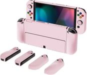 Altergrips Coque De Protection Pour Nintendo Switch Oled,Housse Protective Dockable Pour Switch Oled,Grip Cover Joycon Rigide Avec Capuchon Joystick&cap Bouton-Rose Cerisier