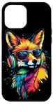 iPhone 12 Pro Max Fox Headphones Colorful Rainbow Colors Sunglasses DJ Foxes Case