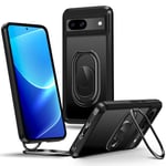 SHIELDS UP for Google Pixel 8a Case with Stand, Matte Back Phone Case with Double Ring Holder Kickstand【Adjustable & Foldable】 Shockproof Translucent Protective Cover for Pixel 8a 5G - Frosted Black