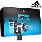 Parfum Homme Lot adidas Ice Dive 100ml Gel Douche Déodorant Mini Ballon Calcium