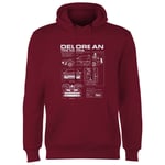 Back To The Future Delorean Schematic Hoodie - Burgundy - XXL - Burgundy