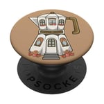 Coffee House in a Stovetop Espresso Maker, Cute Illustration PopSockets Adhesive PopGrip