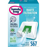 Handy Bag - Sacs aspirateur S67 x4sacs - Compatibles Bosch, Siemens, UFESA - 99,99% des poussières retenues - Fermeture facile - Filtre anti-allergène - 55% de matériaux recyclés -