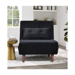 Fauteuil convertible lit une place tissu velours Noir dimension: 80 x 90 x 84 cm - dimension lit: 80 x 190 x 28 cm