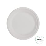 Homéa, Set de 12 Assiettes Rondes en Canne à Sucre D18 cm Blanc