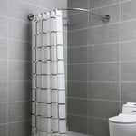 Extendable L Shape Shower Curtain Rod Rail Bathtub Stainless Steel Punch-free