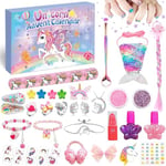 iZoeL Calendrier de l'Avent Licorne 2024 Calendrier Maquillage Fille Calendrier de l'Avent Fille Calendrier de l'Avent Enfant Bijoux, Cadeaux Surprise 24 - Ombre Paupières Bracelet Bijoux Sacs ​Sirène