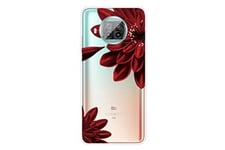 Magunivers Coque et étui téléphone mobile en tpu impression de motif clair souple fleur rouge pour votre xiaomi mi 10t lite 5g/redmi note 9 pro 5g
