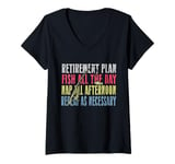 Womens Retirement Plan: Fish All The Day, Nap All Afternoon Funny V-Neck T-Shirt