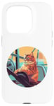 iPhone 15 Pro Cute Orange Fitness Cat on Gym Lifting Bench Case