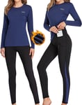 sous-Vêtement Thermique Femme, Ensemble de sous-vêtements Thermiques Femme Léger et Chaud Quick Dry Sou Vetement Manches Longues pour Hiver Sport L'entraînement Ski Running Randonnée Montagne.[G1082]