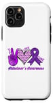 Coque pour iPhone 11 Pro Purple Peace Love Cure Alzheimer Sensibilisation à la maladie d'Alzheimer