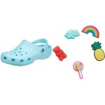 Crocs Unisex's Classic Clog, Blue (Ice Blue), 10 UK Women / 9 UK Men Jibbitz Shoe Charm 5-Pack | Personalize with Jibbitz Happy Candy One-Size