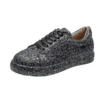 Kvinnor med snörning Glitter Sneakers Glitter Casual Jogging Sneakers Platta skor Black 41