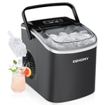 EUHOMY Ice Maker Machine Countertop Ice Cube Maker, Self-Cleaning Function,9 Cubes in 6 Mins,Portable Ice Cube Maker Machines with Ice Scoop & Basket for Home/Kitchen/Office/Bar, Black