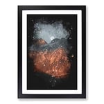 Big Box Art Moon Over The Red Mountains in Italy Paint Splash Framed Wall Art Picture Print Ready to Hang, Black A2 (62 x 45 cm)