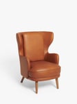 John Lewis Wingback Leather Armchair, Dark Leg, Bourbon Brown Leather