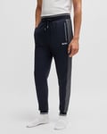 Boss Orange Mens Loungewear Tracksuit Pants With Contrast Piping - Dark Blue - Size Medium