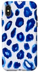 Coque pour iPhone X/XS Coque de téléphone classique à rayures blanches léopard bleu guépard