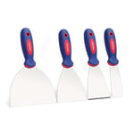 WORKPRO Jeu de Spatules en Acier Inoxydable Couteau à Enduire 38, 75, 100, 150mm 4 Pièces