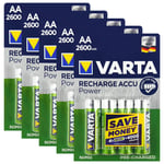 20 x Varta AA 2600mAh batteries Rechargeable Ni-MH 1.2V HR6 Stilo Power Accu