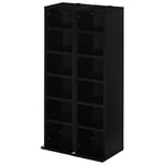 HOMCOM Lot de 2 étagères colonnes Armoire de Rangement CD-DVD 6 + 6 Compartiments 21 x 22,5 x 88,5 cm capacité Max. 204 CD Noir