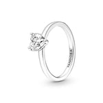 Pandora Timeless Bague Solitaire scintillante Cœur en argent sterling avec zircones cubiques transparentes, taille 58