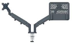 Leitz Ergo - Bras pour Écran PC, Support pour Écran jusqu'à 32" & Ordinateur Portable jusqu'à 17", Libère de l'espace sur Votre Bureau, Coloris Gris, 65380089