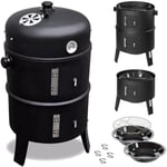 Maxxgarden - Barbecue fumoir - Barbecue multifonctions - Grill - Smoker - 40x40x78cm - Noir